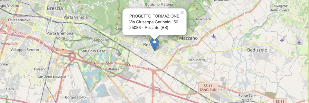 mappa che indica la sede di Progetto Formazione a Brescia (BS)